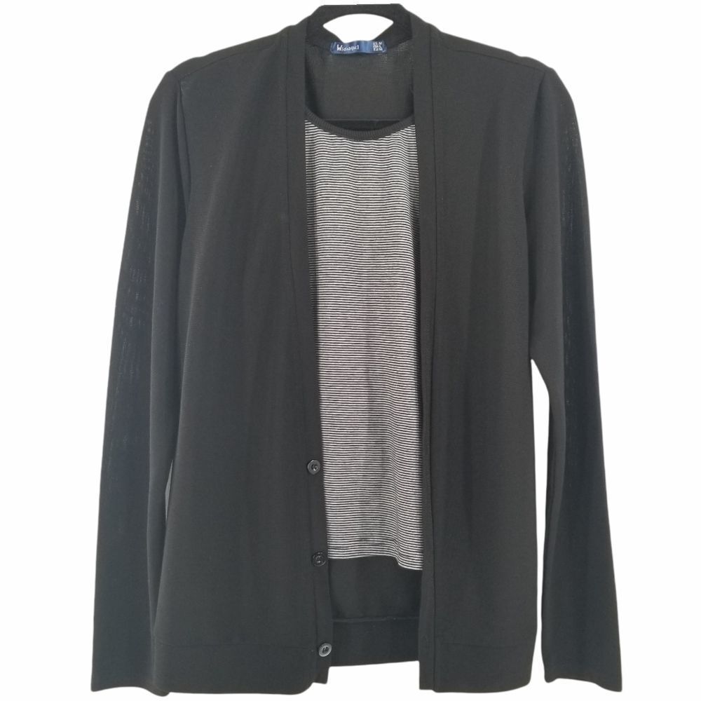 W[dablju:] striped cardigan/blouse black size M